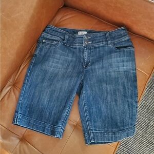 Y2K White House Black Market Blanc Denim Bermuda Shorts Sz 8